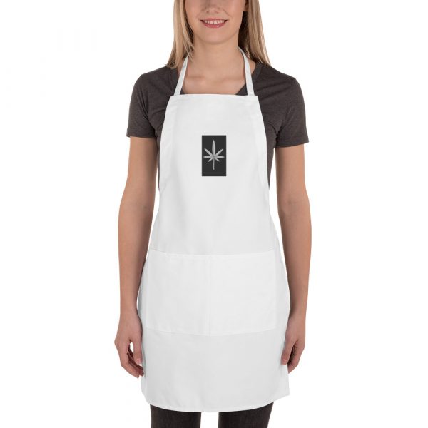 Black and White Leaf, Embroidered Apron