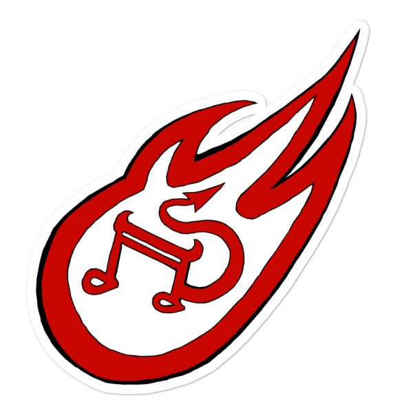 Flaming devil music note, Bubble-free stickers