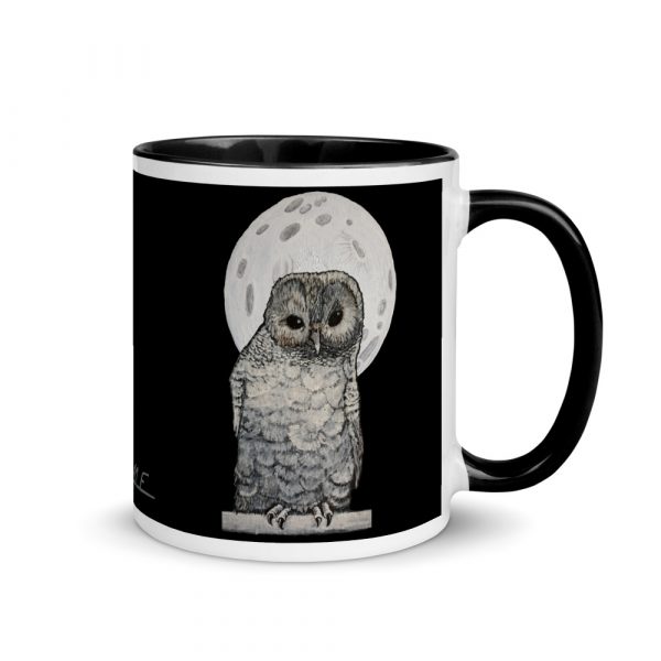 Owl and Moon, Mug with Color Inside