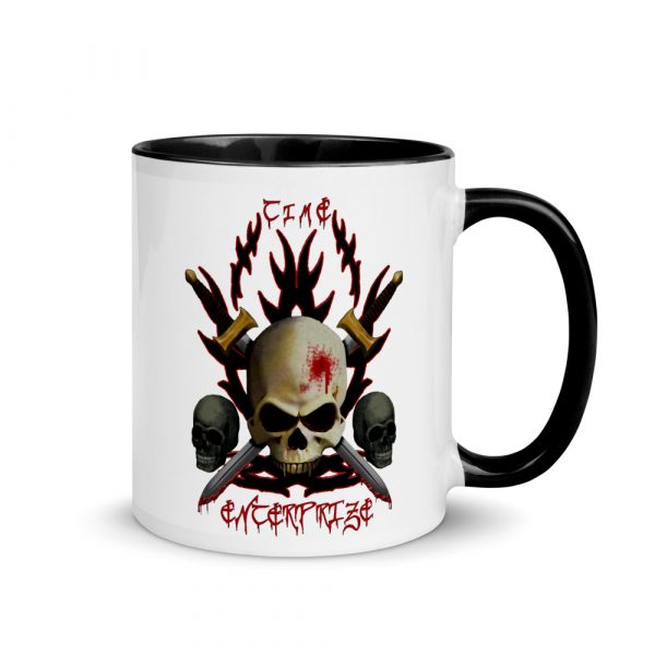 3 Skulls and Cross Swords, Mug with Color Inside